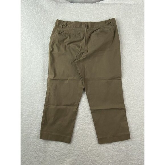 Talbots Pants Womens 8 Khaki Crop Capri Chino Stretch 3 Button Sailor 31x22 - Picture 12 of 15